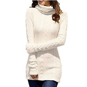 Women's Ivory Long Sleeve Turtleneck Cable Knit Sweater Size 6-10